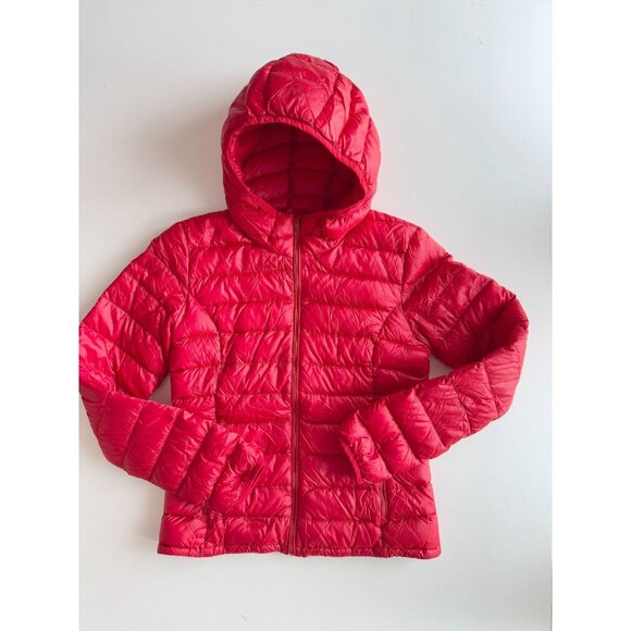 Aritzia TNA Botanie Catalina Red Down Filled Hooded Slim Puffer Jacket, Size S - Picture 5 of 16